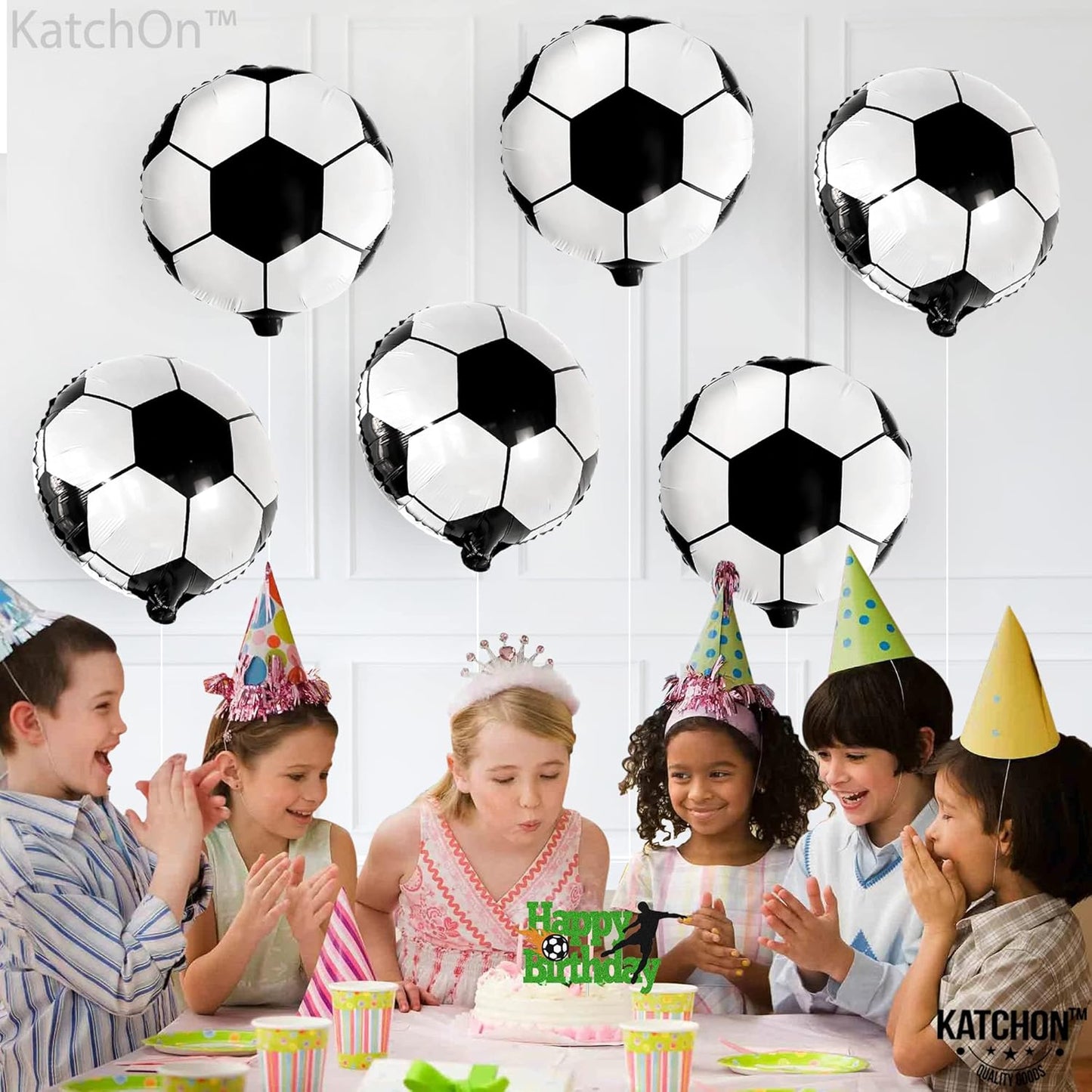,Huge Soccer Ball Balloons - 18 Inch-Pack of 6 | Soccer Birthday Party Decorations | Soccer Party Decorations | Soccer Balloons | Soccer Decorations for Party | Black and White Balloons