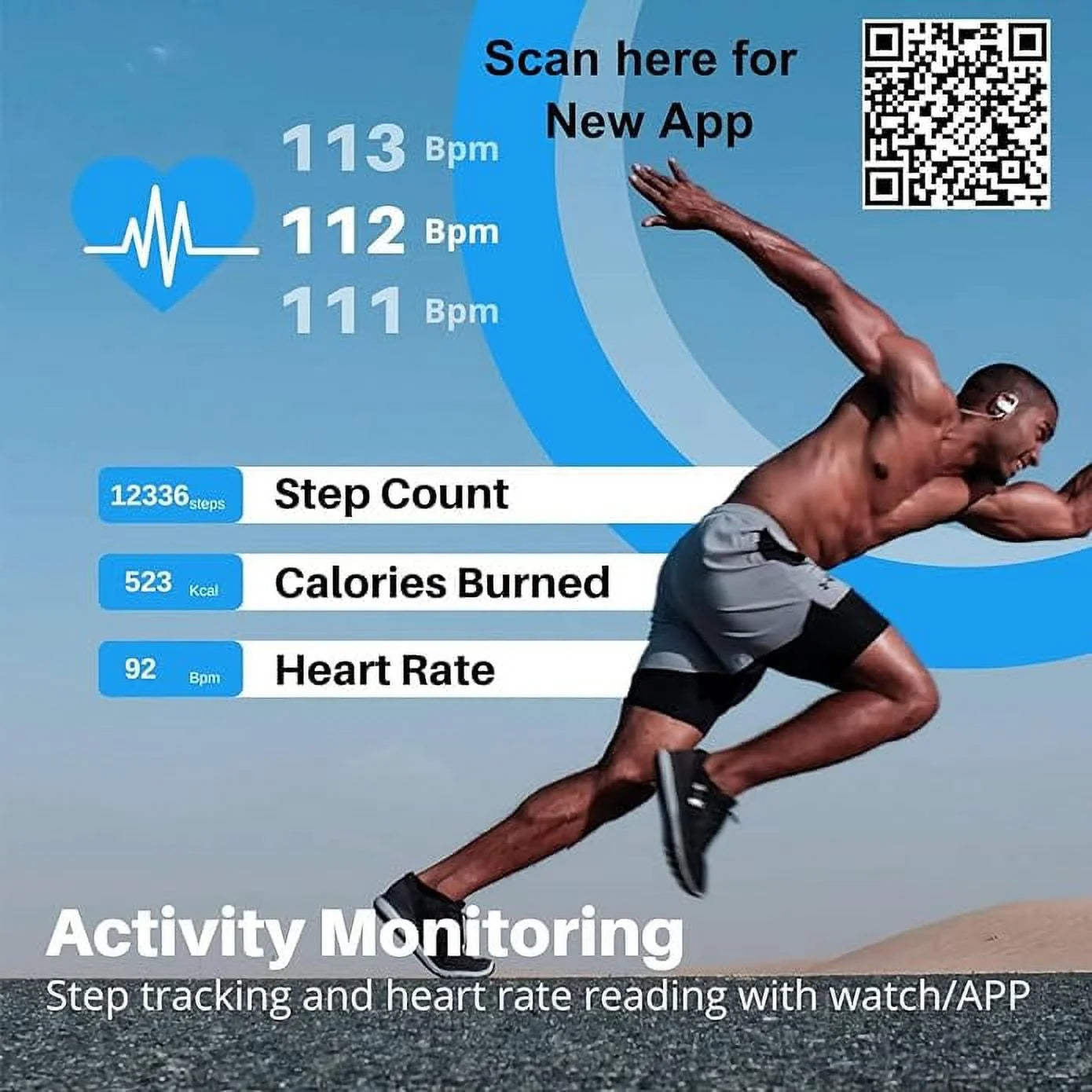 S3 Smart Watch, Fitness Watch for Men, Fitness Tracker & Heart Rate Monitor, IP68 Waterproof Smartwatch, Compatible Android & Ios Smartphone, Touch Screen Watch
