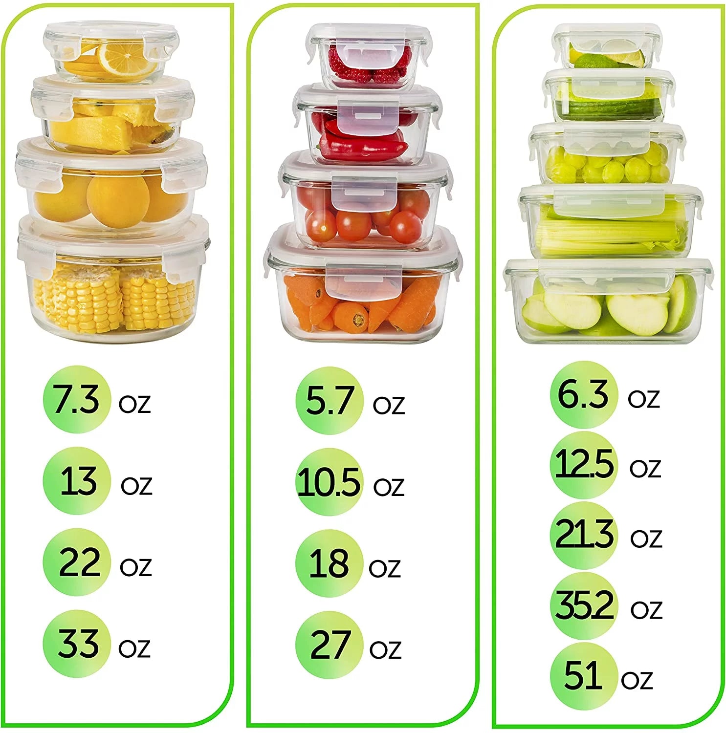 Prep Naturals 26 Pcs Glass Food Storage Containers, Meal Prep Glass Containers