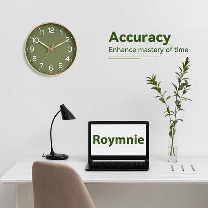 Wall Clock Green, Silent Wall Clocks Battery Operated 8 Inch-Modern Non Ticking