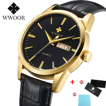 Famous Brand Luxury Sports Business Mens Watch Day Date Analog Quartz Watches Male Brown Leather Casual Wrist Watch Clocks