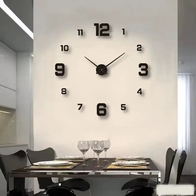 ' Frameless Modern 3D Wall Clock Mirror Sticker Clock for Home Office Hotel Restaurant School Decoration