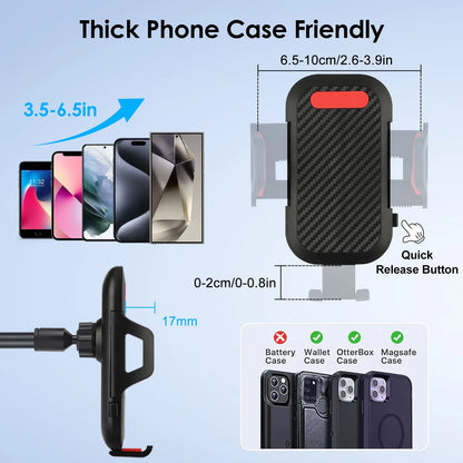 Car Phone Holder, Universal Long Arm Phone Mount Cradle for Windshield Dashboard, Car Suction Cup Phone Mount Compatible with Iphone 13 Mini Pro Max 12 11 Pro Max XS XR, Galaxy Note 20 S20