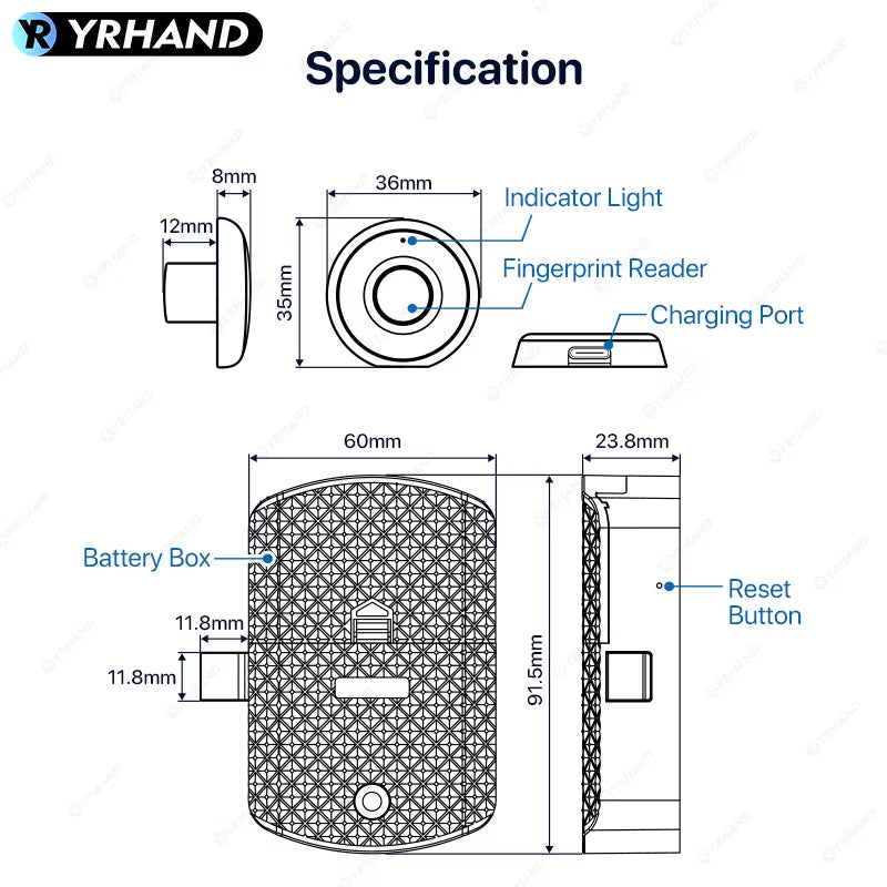 Fingerprint Drawer Lock Fingerprint Cabinet Lock for Valuable Private Storage Home or Office Drawers Cabinets Wardrobes