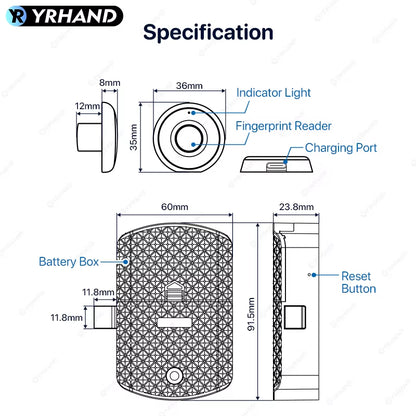 Fingerprint Drawer Lock Fingerprint Cabinet Lock for Valuable Private Storage Home or Office Drawers Cabinets Wardrobes