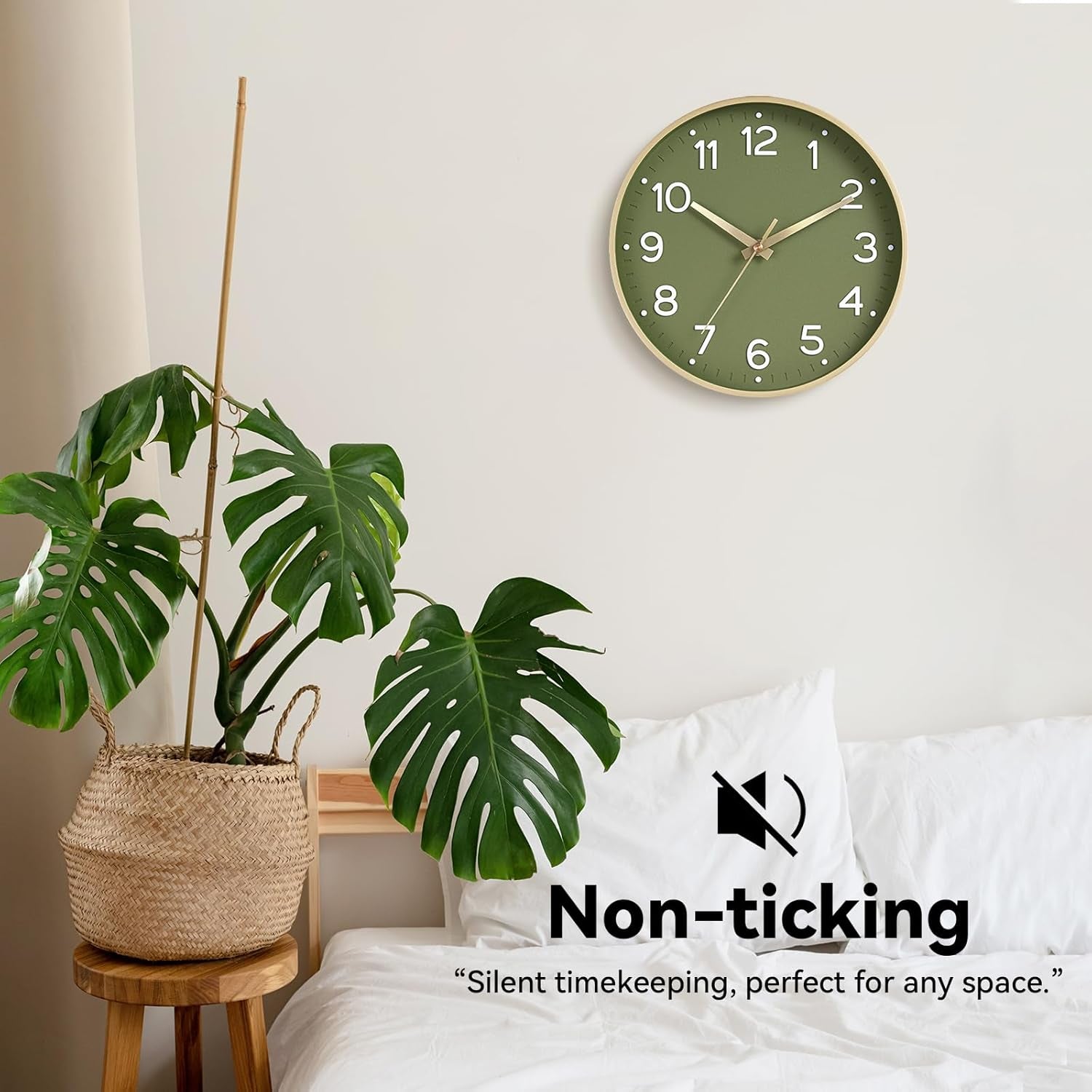 Wall Clock Green, Silent Wall Clocks Battery Operated 8 Inch-Modern Non Ticking