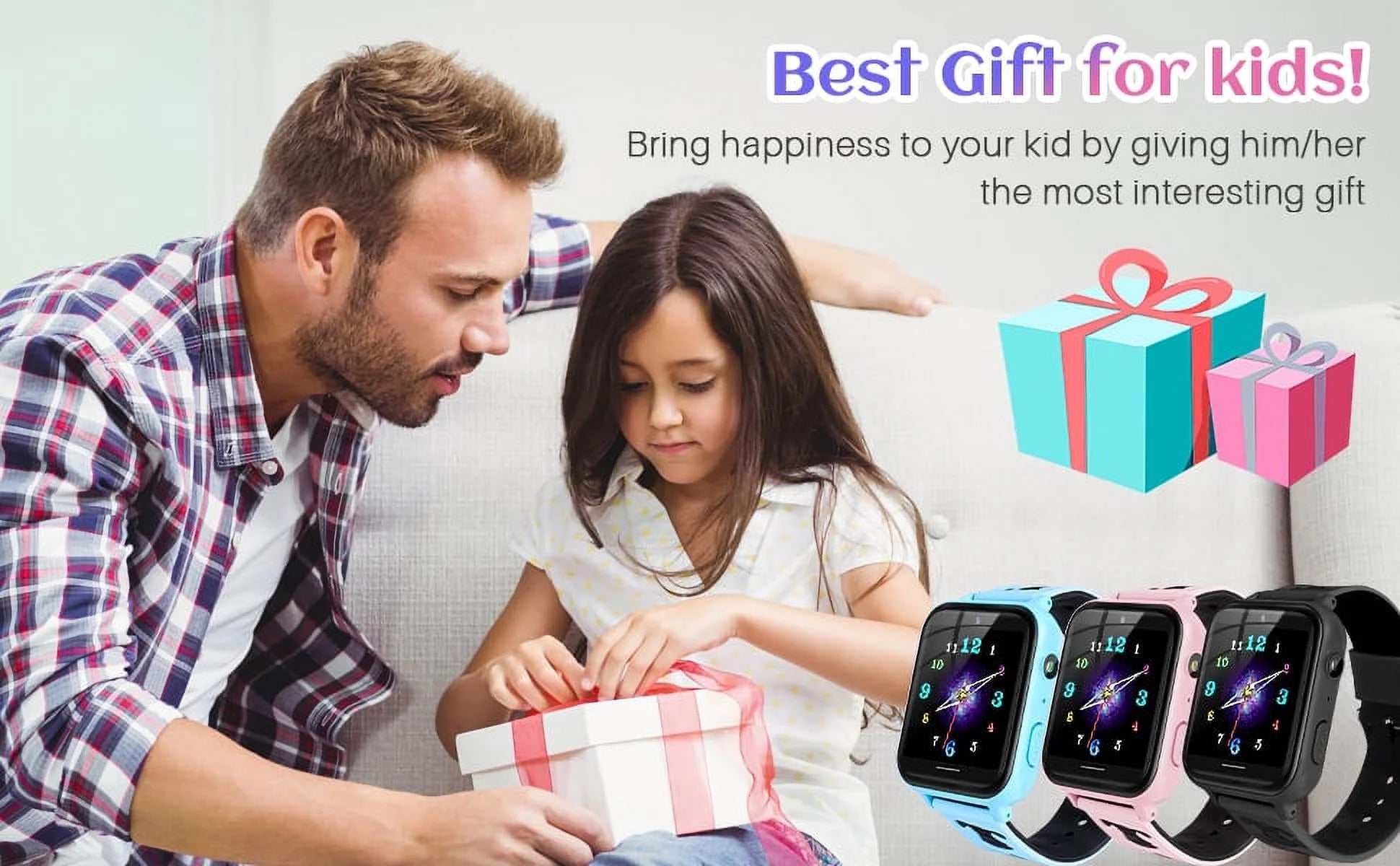 Kids Smart Watch Phone, HD Touch Screen Smartwatch with Music MP3 Player, Video Recorder, Camera, Games, SOS, (Build-In 1GB SD Card) Sport Wrist Watch for Age 3-14 Boys Girls Gifts (Blue)