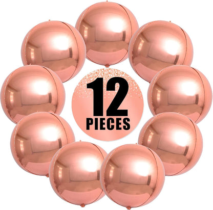 , Giant Rose Gold Balloons - 22 Inch, Pack of 12 | Rose Gold Foil Balloons for Birthday Party Decorations | Mylar Balloon for Birthday, Bridal Shower, Baby Shower, Anniversary Decorations