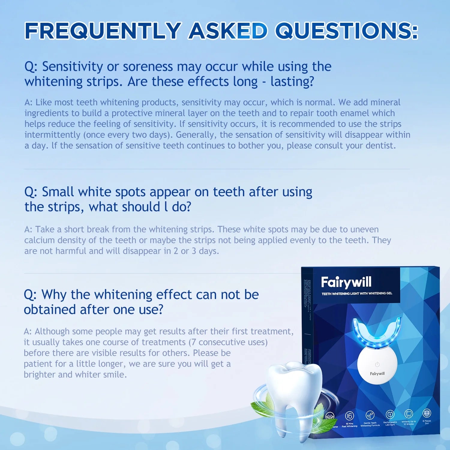 LED Teeth Whitening Kit for Sensitive Teeth - 22% Carbamide Peroxide Gel with 24 Blue Light Accelerator, 16Min Rapid White At-Home Dental Care for Smoking & Coffee Stains