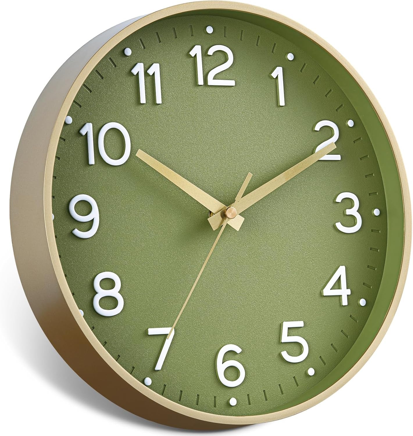 Wall Clock Green, Silent Wall Clocks Battery Operated 8 Inch-Modern Non Ticking