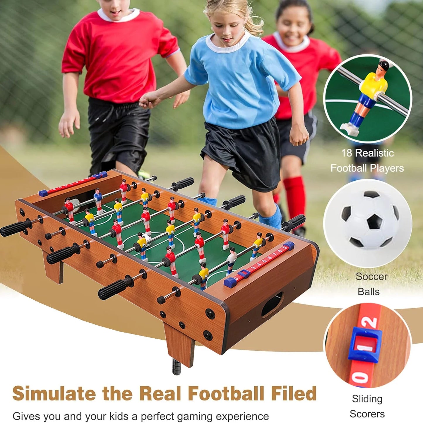 Mini Foosball Table, 20" Mini Tabletop Soccer Game with Score Keeper, Portable Football Game Set, Christmas Gift Football Sports Soccer Game Table for Home, Indoor Game Room, Bars, Party