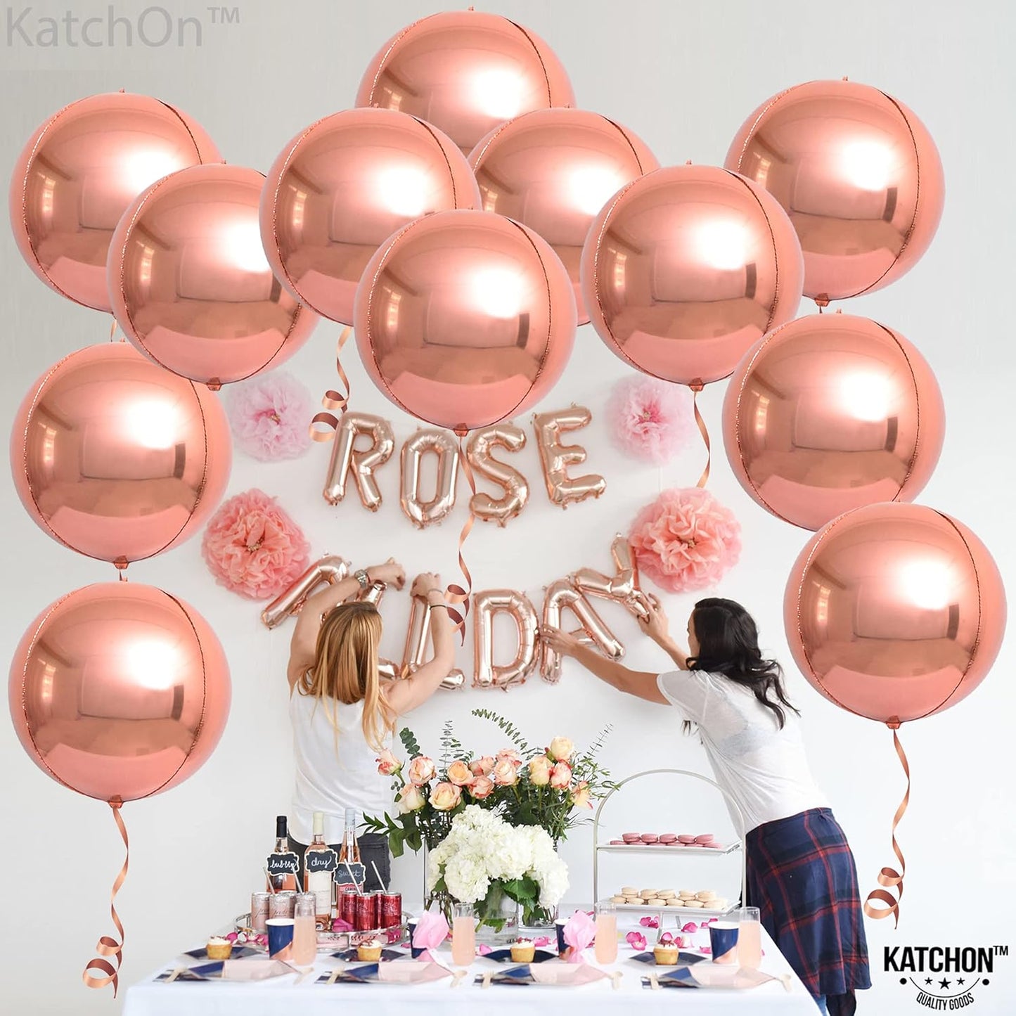 , Giant Rose Gold Balloons - 22 Inch, Pack of 12 | Rose Gold Foil Balloons for Birthday Party Decorations | Mylar Balloon for Birthday, Bridal Shower, Baby Shower, Anniversary Decorations