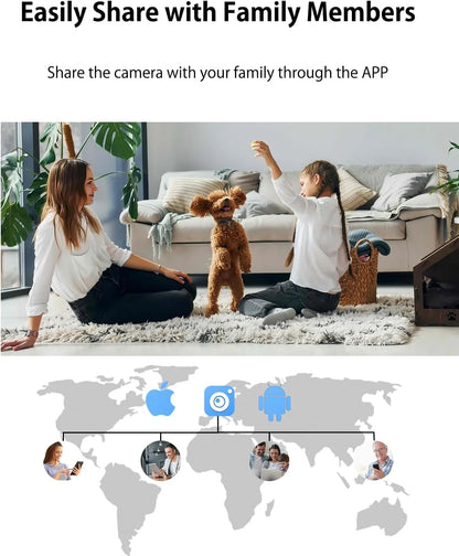2.5K 5G/2.4Ghz Wifi Pet/Dog/Cat Camera with Phone App, 360° Pan/Tilt Indoor Security Cameras for Home Security, Night Vision, Motion Tracking, 2-Way Audio, Cloud & SD Card Storag, Wired