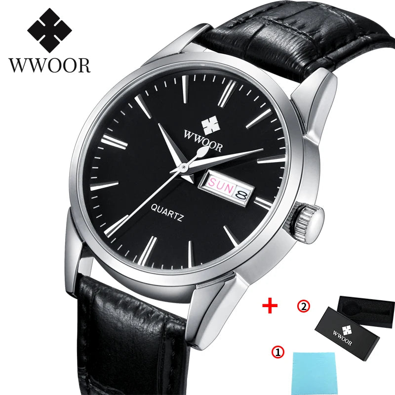 Famous Brand Luxury Sports Business Mens Watch Day Date Analog Quartz Watches Male Brown Leather Casual Wrist Watch Clocks