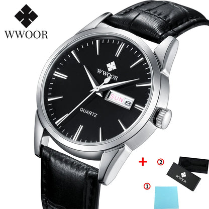 Famous Brand Luxury Sports Business Mens Watch Day Date Analog Quartz Watches Male Brown Leather Casual Wrist Watch Clocks