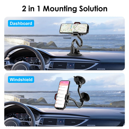 Car Phone Holder, Universal Long Arm Phone Mount Cradle for Windshield Dashboard, Car Suction Cup Phone Mount Compatible with Iphone 13 Mini Pro Max 12 11 Pro Max XS XR, Galaxy Note 20 S20